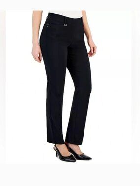 NWOT JM Collection Women's Tummy Control Curvy-Fit Pants Black Size 14 Short